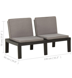 Banc de salon de jardin avec coussin Plastique Gris