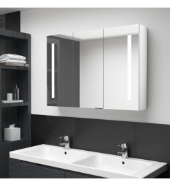 Armoire de salle de bain à miroir LED 89x14x62cm Blanc brillant