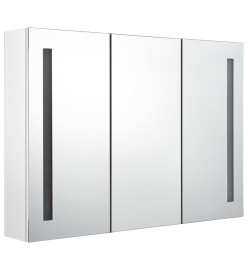 Armoire de salle de bain à miroir LED 89x14x62cm Blanc brillant