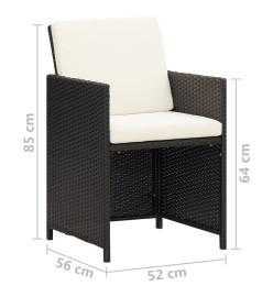 Chaises de jardin 4 pcs Résine tressée Noir