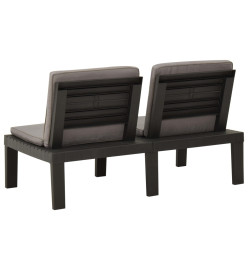 Salon de jardin 3 pcs avec coussins Plastique Gris
