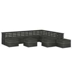 Salon palette de jardin 12 pcs Bois de pin massif Gris foncé