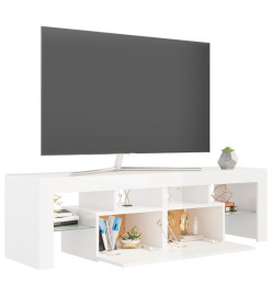 Meuble TV avec lumières LED Blanc brillant 140x36,5x40 cm