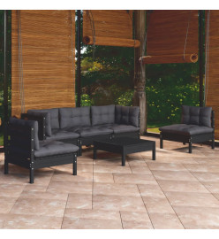 Salon de jardin 6 pcs avec coussins Bois de pin massif