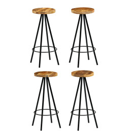 Chaises de bar lot de 4 bois de manguier solide