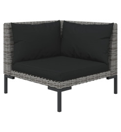 Salon de jardin 12 pcs avec coussins Résine tressée Gris foncé