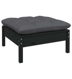 Salon de jardin 12 pcs avec coussins Noir Bois de pin