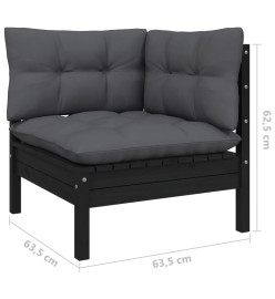 Salon de jardin 12 pcs avec coussins Noir Bois de pin