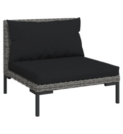 Salon de jardin 5 pcs avec coussins Résine tressée Gris foncé