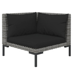 Salon de jardin 5 pcs avec coussins Résine tressée Gris foncé