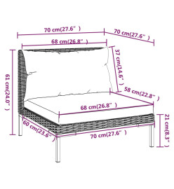 Salon de jardin 5 pcs avec coussins Résine tressée Gris foncé