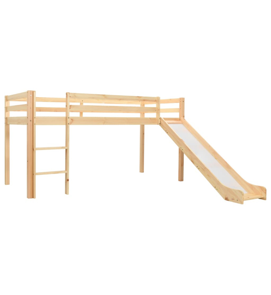 Lit mezzanine d'enfants avec toboggan et échelle Pin 97x208 cm