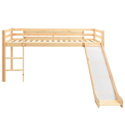 Lit mezzanine d'enfants avec toboggan et échelle Pin 97x208 cm