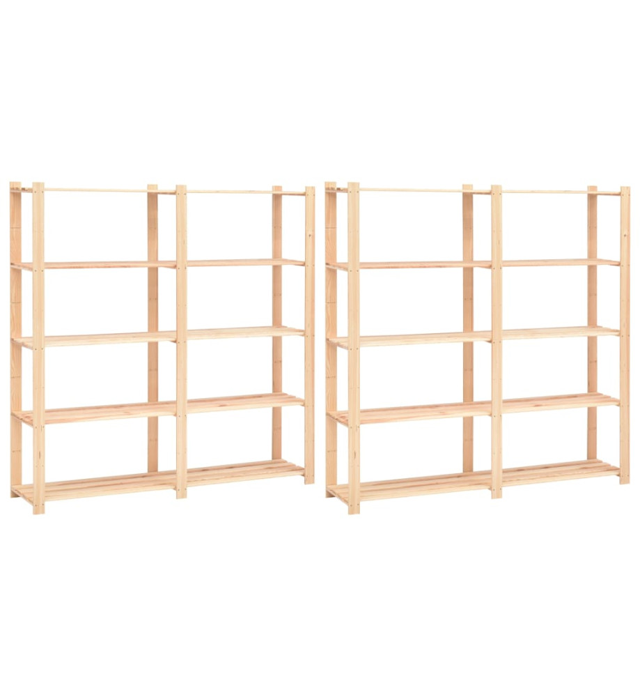 Étagères de rangement à 5 niveaux 2pcs 170x38x170 cm Pin 500 kg