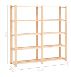 Étagères de rangement à 5 niveaux 2pcs 170x38x170 cm Pin 500 kg