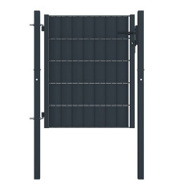 Portail de clôture PVC et acier 100x101 cm Anthracite