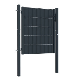 Portail de clôture PVC et acier 100x101 cm Anthracite