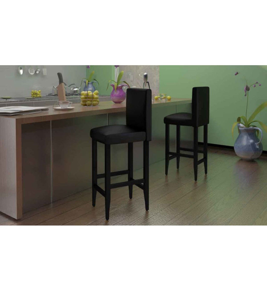 Tabourets de bar lot de 6 noir similicuir