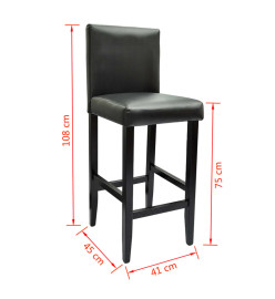 Tabourets de bar lot de 6 noir similicuir