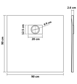 Bac de douche SMC Noir 90 x 90 cm