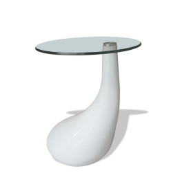 Table basse avec dessus de table en verre rond Blanc brillant