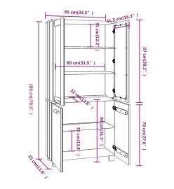 Buffet HAMAR Bois massif de pin Gris foncé