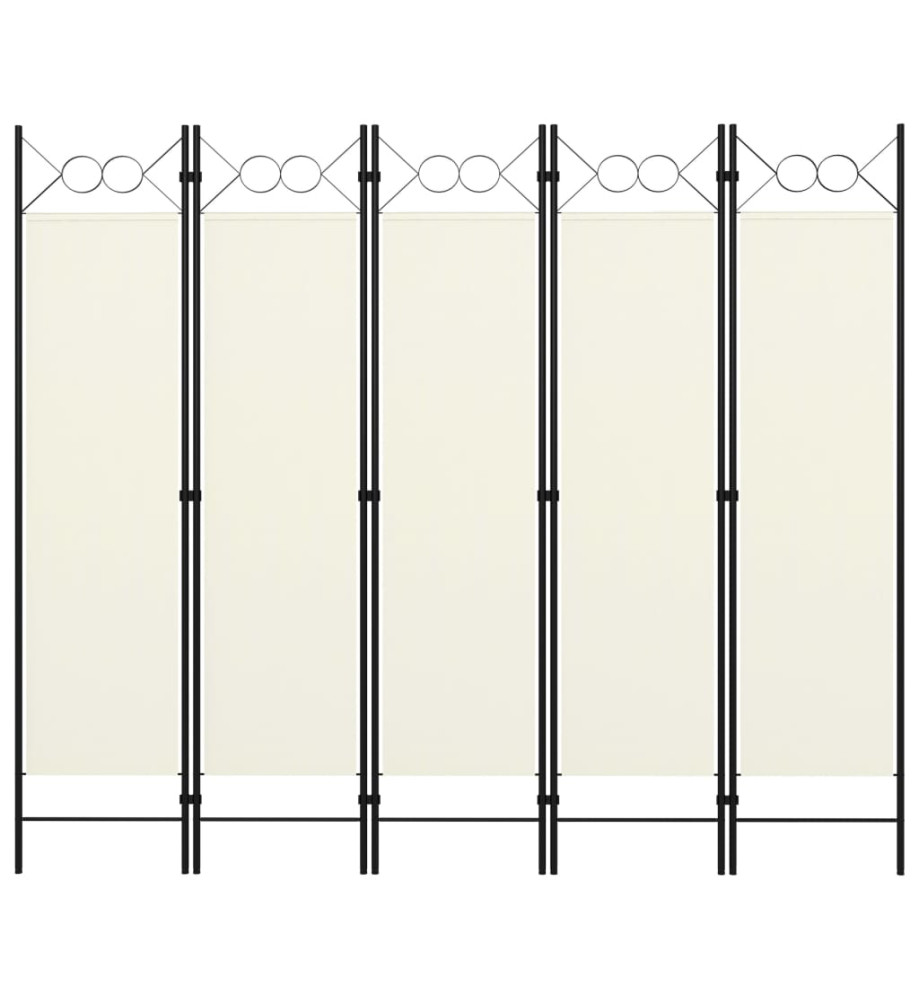 Cloison de séparation 5 panneaux Blanc crème 200x180 cm