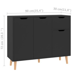 Buffet Noir brillant 90x30x72 cm Aggloméré