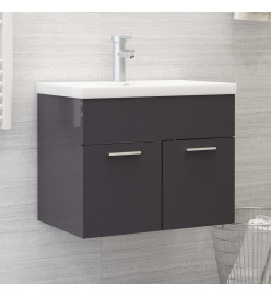 Armoire d'évier avec lavabo intégré Gris brillant Aggloméré