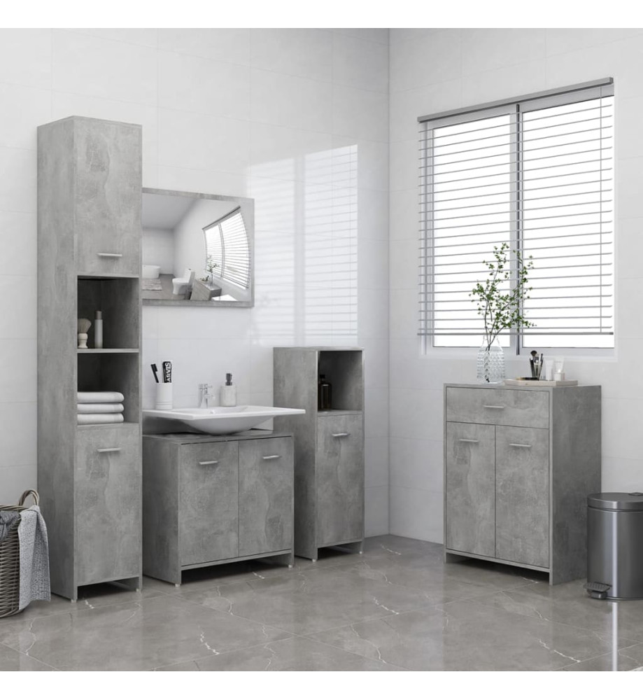 Ensemble de meubles de salle de bain 4 pcs Gris béton