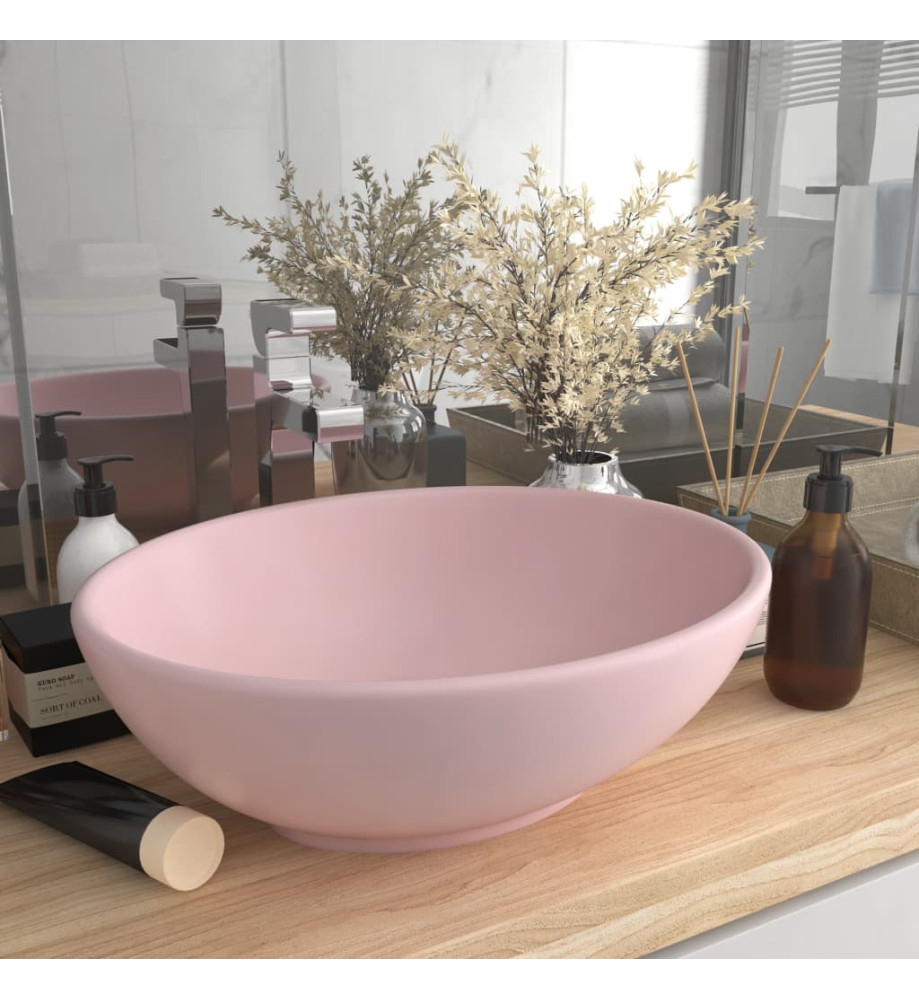 Lavabo ovale de luxe Rose mat 40x33 cm Céramique