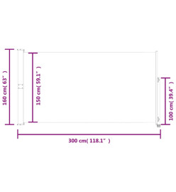 Auvent latéral rétractable de patio 160x300 cm Crème