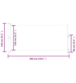 Auvent latéral rétractable de patio 140x300 cm Noir