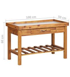 Table de jardin avec dessus en zinc Bois solide d'acacia