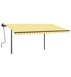 Auvent automatique rétractable avec poteaux 4x3,5 m Jaune blanc