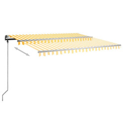 Auvent automatique rétractable avec poteaux 4x3,5 m Jaune blanc