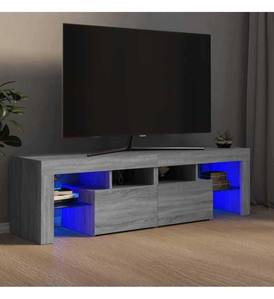 Meuble TV avec lumières LED Sonoma gris 140x36,5x40 cm