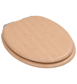 2 pcs Sièges WC MDF et couvercle à fermeture en douceur Bambou