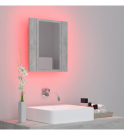 Armoire de salle de bain à miroir LED Gris béton Acrylique