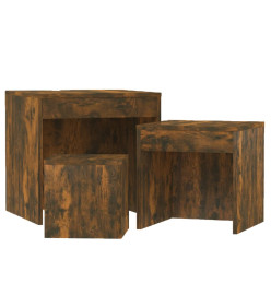 Tables gigognes 3 pcs Chêne fumé Bois d'ingénierie