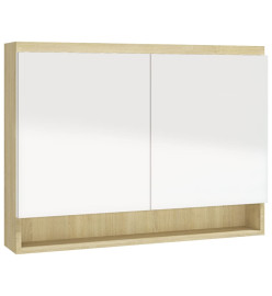 Armoire à miroir de salle de bain 80x15x60cm MDF Blanc et chêne