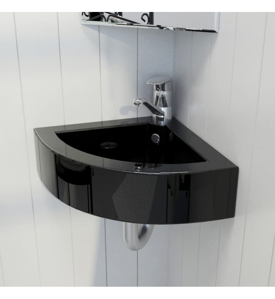 Lavabo avec trou de trop-plein 45x32x12,5 cm Noir