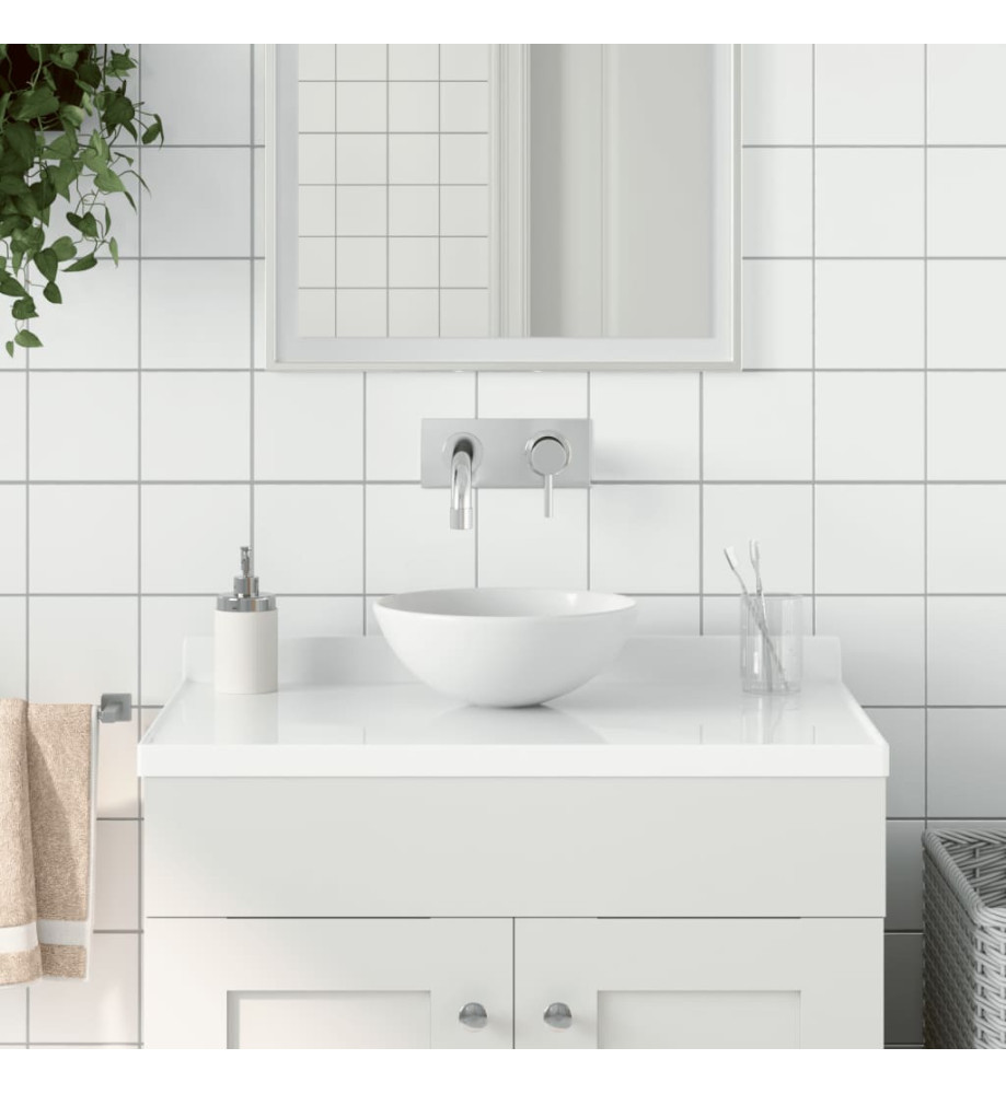 Lavabo de salle de bain Céramique Blanc mat Rond