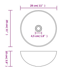 Lavabo de salle de bain Céramique Blanc mat Rond