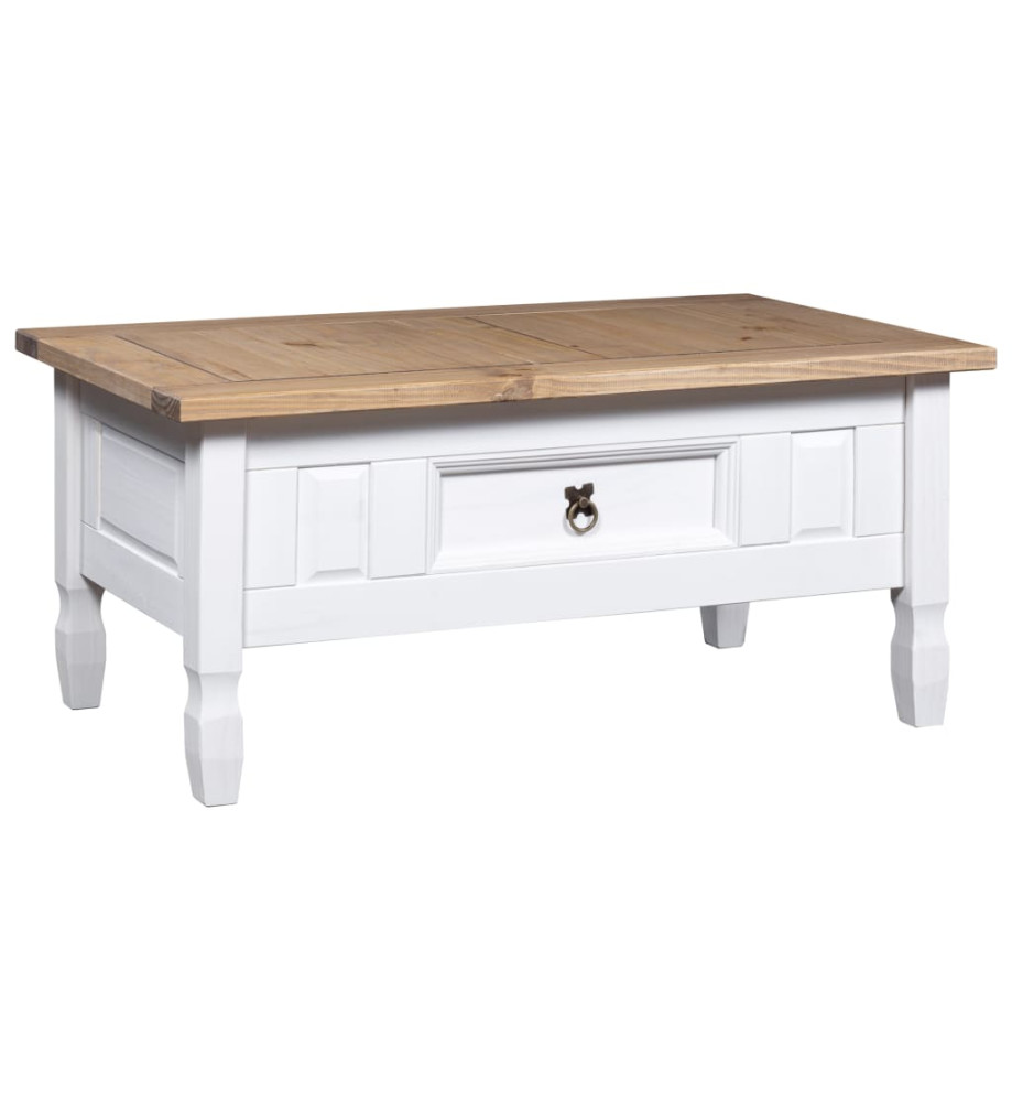 Table basse Pin mexicain Gamme Corona Blanc 100x60x45 cm