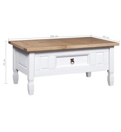 Table basse Pin mexicain Gamme Corona Blanc 100x60x45 cm