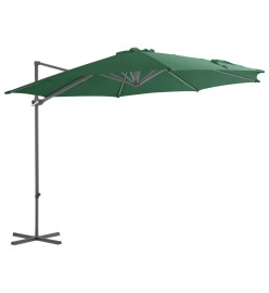 Parasol en porte-à-faux avec mât en acier Vert 300 cm