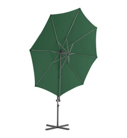 Parasol en porte-à-faux avec mât en acier Vert 300 cm