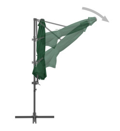 Parasol en porte-à-faux avec mât en acier Vert 300 cm