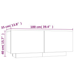 Meuble TV Chêne fumé 100x35x40 cm Bois d'ingénierie